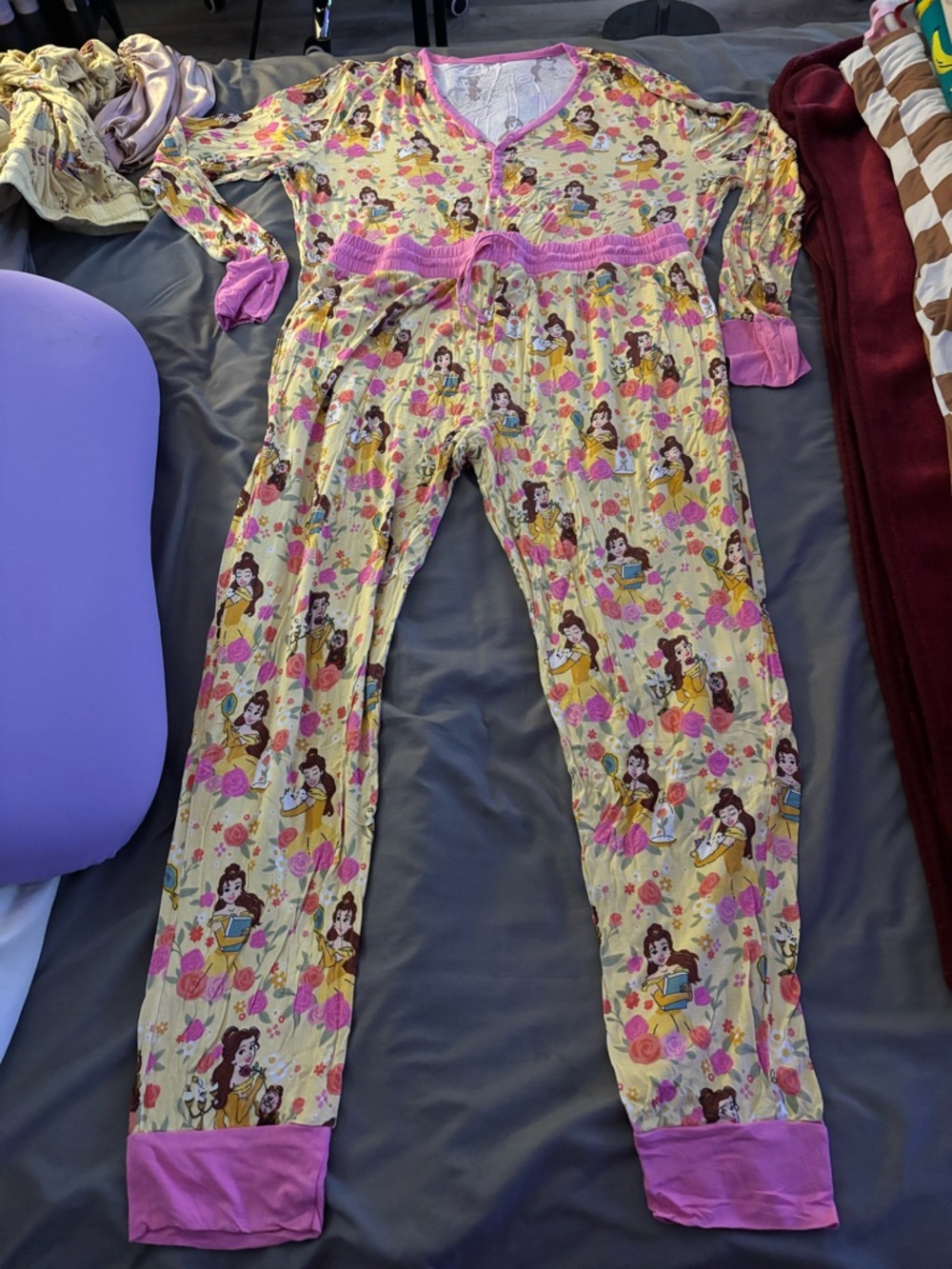Little Sleepies Yellow and Pink Princess-Print Girls Pajama Set